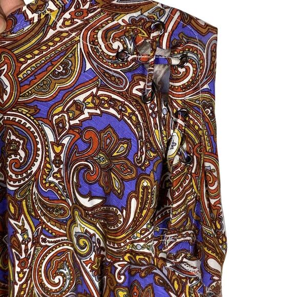 Jones New York Paisley Lace Up Short Sleeve Dressy Tee Top Size L NWT - Picture 5 of 10